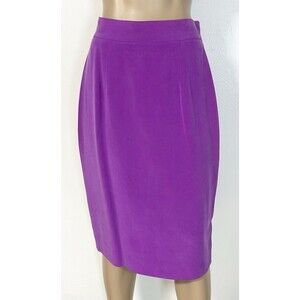 DANA BUCHMAN Vintage Purple 100% Silk Pencil Skirt Size 8 Small